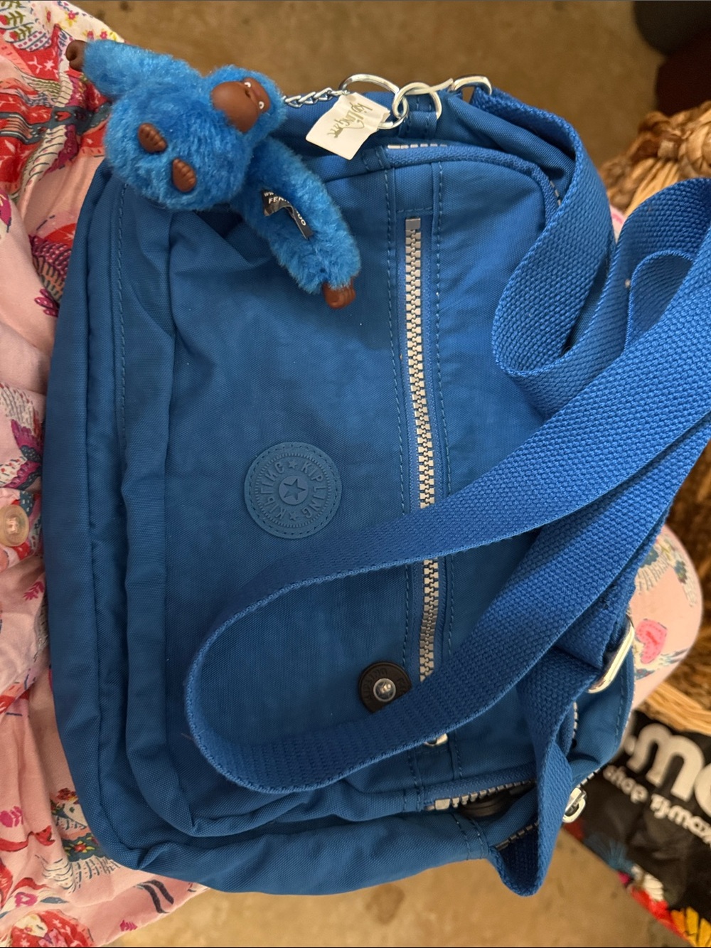 NWT Kipling Royal Blue Crossbody with Monkey Key Charm